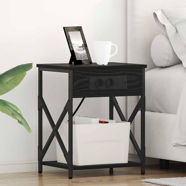 vidaXL Noćni ormar Crni hrast 41 x 31 x 51 cm Konstruirano drvo