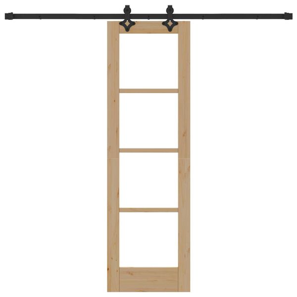 vidaXL Klizna vrata Prirodna 61 x 198,5 cm Masivna borovina i staklo