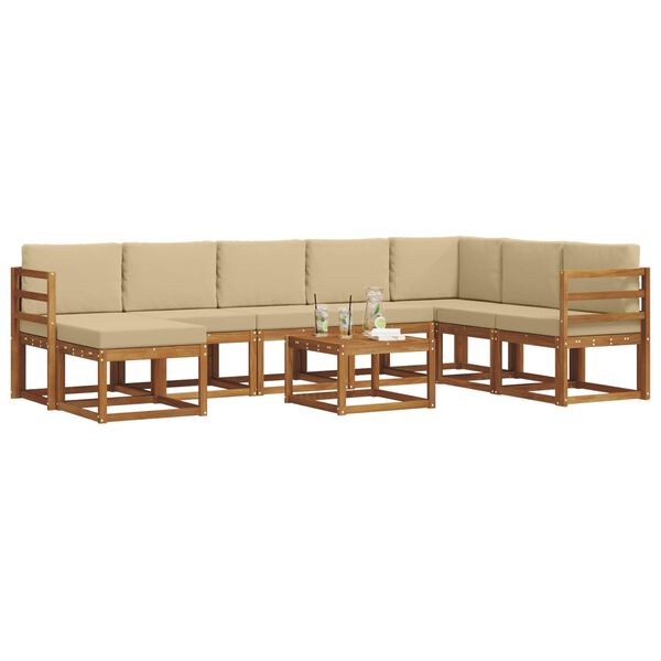 vidaXL Set vanjskih sofa s jastukom 9 pcs Prirodna i bež