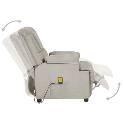 vidaXL Masažna fotelja od umjetne brušene kože svjetlosiva