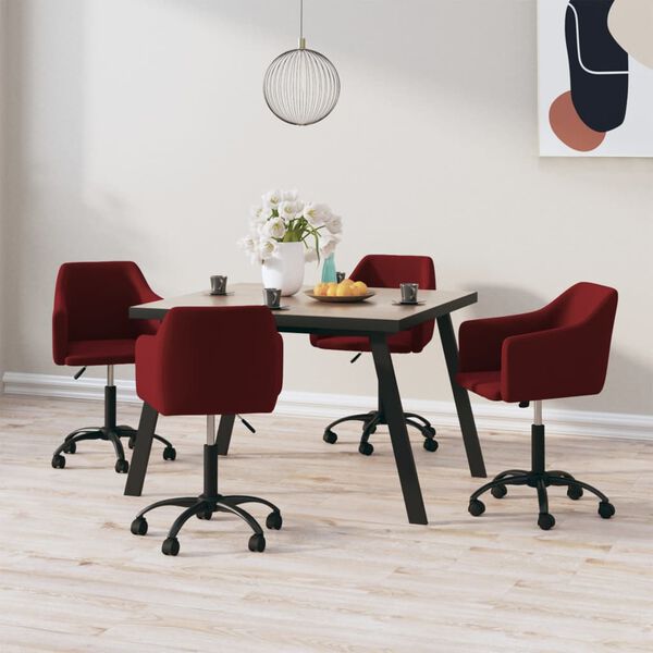 vidaXL Okretne blagovaonske stolice 4 kom crvena boja vina bar&scaron;unaste