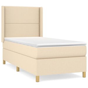 vidaXL Krevet s oprugama i madracem krem 90 x 190 cm od tkanine