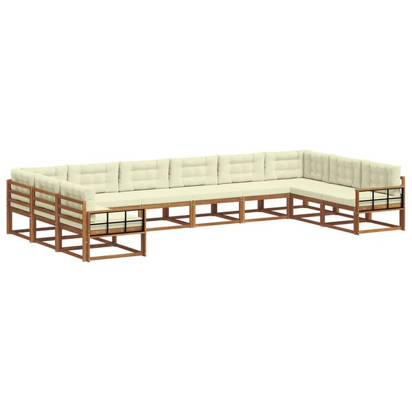 vidaXL Set vanjskih sofa s jastukom 10 pcs Prirodna i krem