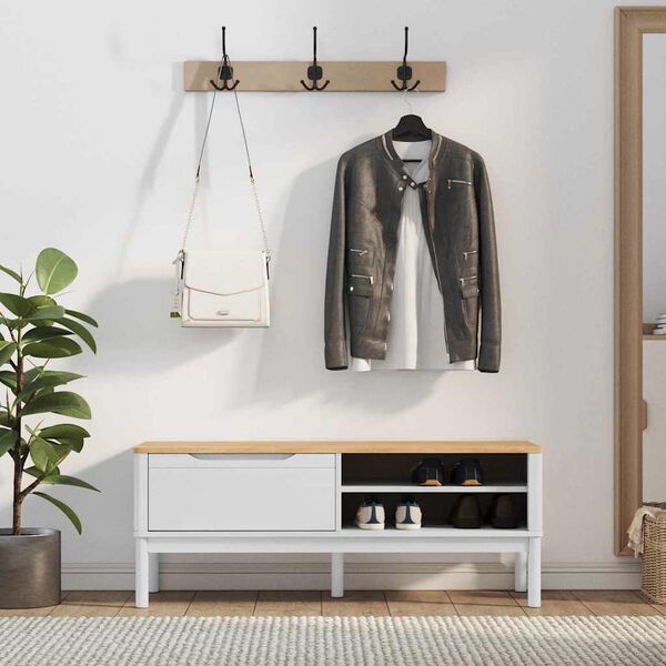 vidaXL Klupa za hodnik Bijelo 115 x 40 x 45 cm Čvrsto borovo drvo