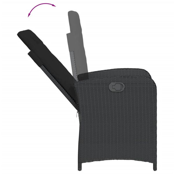 vidaXL 9-dijelni vrtni blagovaonski set s jastucima crni od poliratana