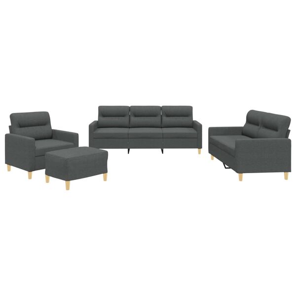 vidaXL 4-dijelni set sofa s jastucima tamnosivi od tkanine