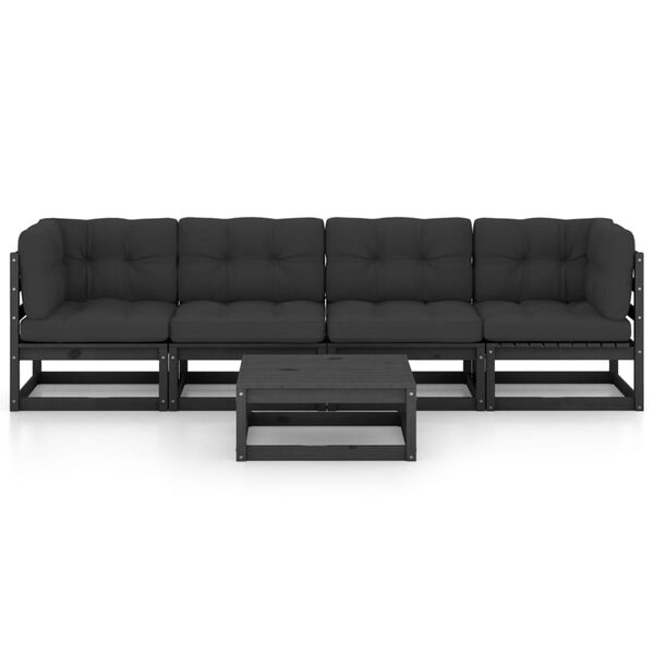 vidaXL 5-dijelna vrtna garnitura od masivne borovine s jastucima