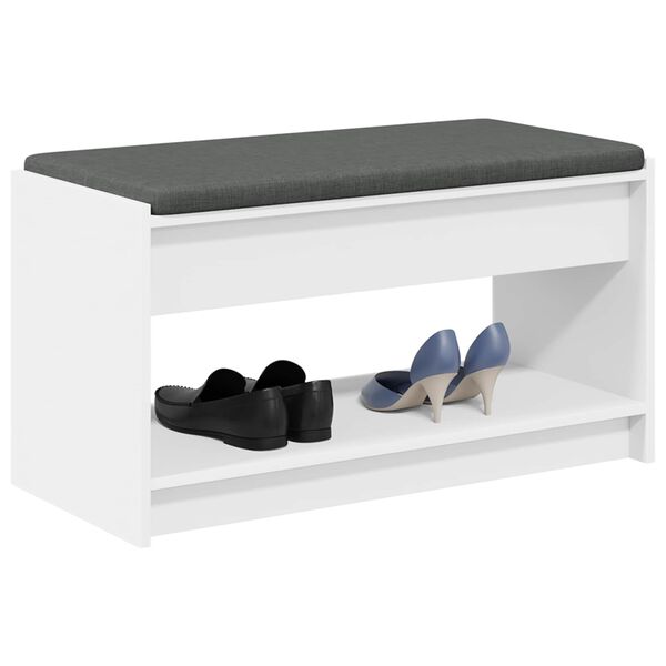 vidaXL Klupa za hodnik s jastukom s policom Bijeli 83 x 38 x 45 cm