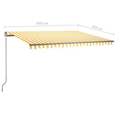 vidaXL Automatska tenda sa senzorom LED 450x350 cm žuto-bijela