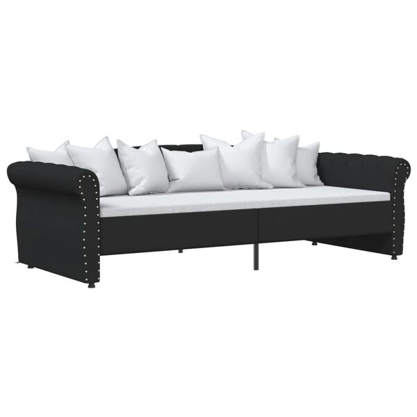 vidaXL Dnevni ležaj s USB-om crni od tkanine 90 x 200 cm