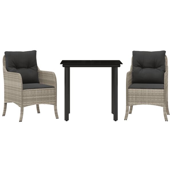 vidaXL 3-dijelni vrtni blagovaonski set svjetlosivi od poliratana