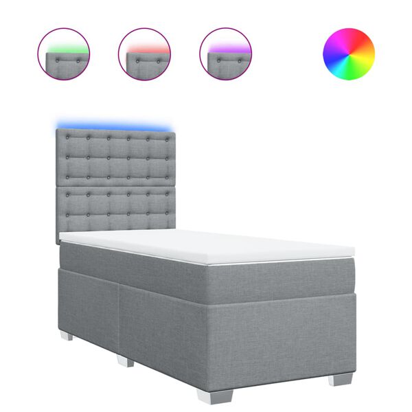 vidaXL Box spring krevet s madracem svjetlosivi 90x190 cm od tkanine