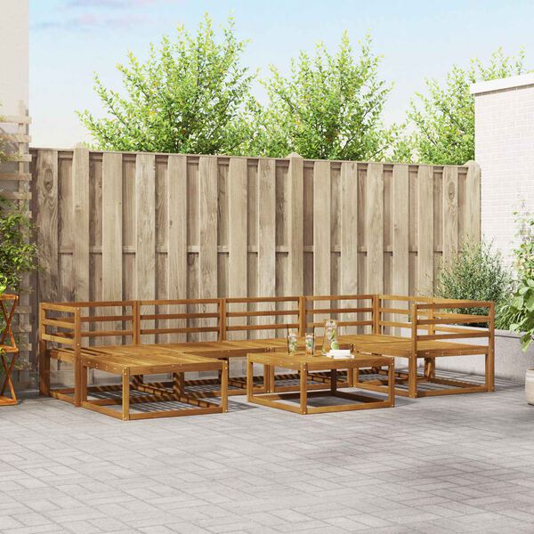 vidaXL Set vanjskih sofa 7 pcs Prirodna Čvrsto drvo akacije