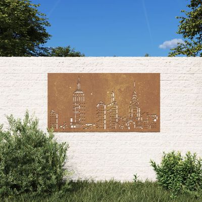 vidaXL Vrtni zidni ukras 105 x 55 cm čelik COR-TEN s uzorkom horizonta