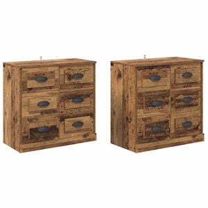 vidaXL Komode 2 kom. Staro drvo 70 x 35,5 x 67,5 cm Konstruirano drvo