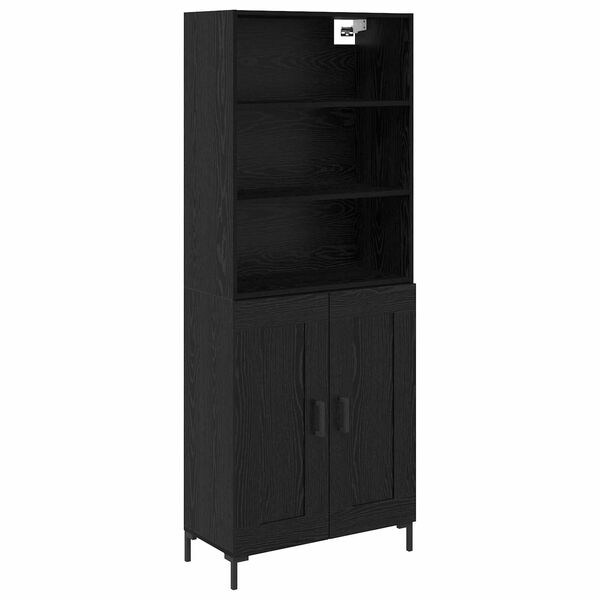vidaXL Highboard Crni hrast 69,5 x 34 x 180 cm Konstruirano drvo