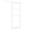 vidaXL Klizna vrata Bijelo 83 x 202 cm Masivna borovina i staklo