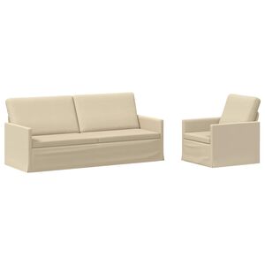 vidaXL Set sofe 2 pcs Krem Tkanina