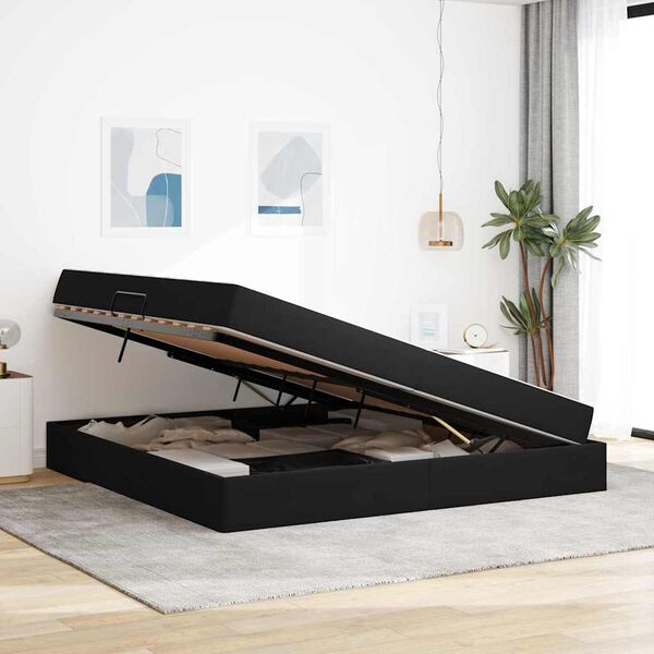 vidaXL Krevet s madracem i skladi&scaron;tem Crna 200 x 200 cm Bar&scaron;un