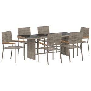 vidaXL Vrtni set za objed 7 pcs Siva poliratan