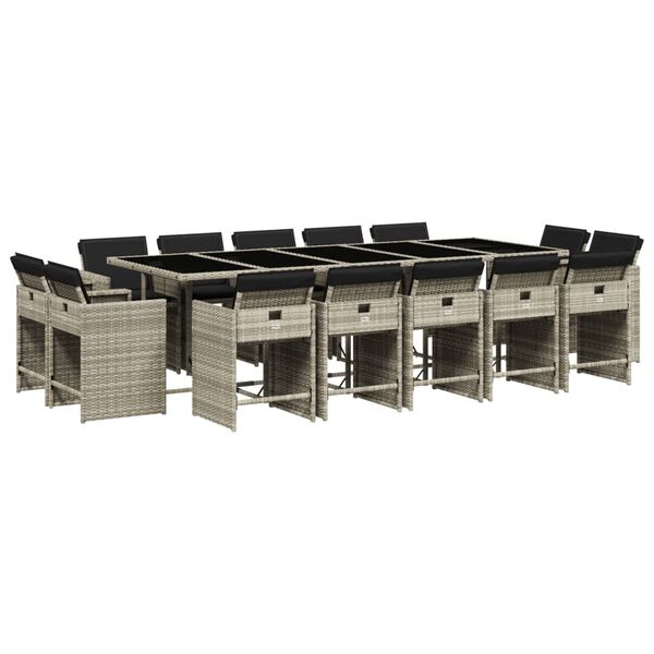 vidaXL 15-dijelni vrtni blagovaonski set s jastucima svijetlosivi