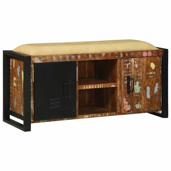 vidaXL Klupa s ormarom Šareni Čvrsto drvo iz reciklaže