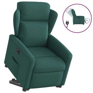 vidaXL Električni naslonjač na podizanje tkanina tamnozeleni
