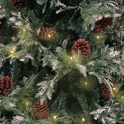 vidaXL Osvijetljeno božićno drvce i šiške zeleno-bijelo 195 cm PVC/PE