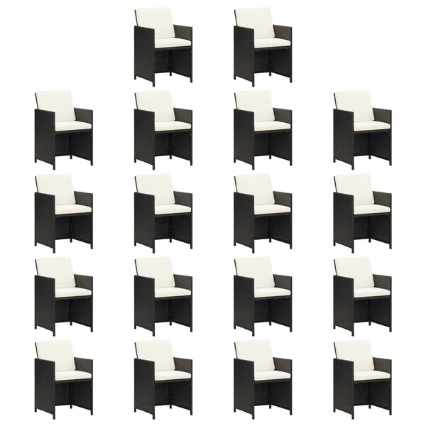 vidaXL 19-dijelni vrtni blagovaonski set s jastucima poliratan crni