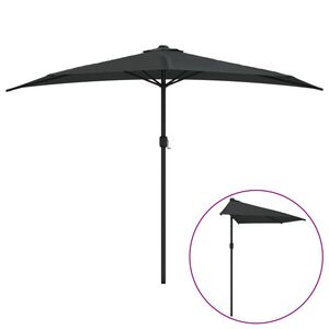 vidaXL Balkonski suncobran crni 300 x 155 x 223 cm polukružni