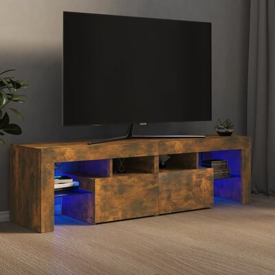 vidaXL TV ormarić s LED svjetlima boja dimljenog hrasta 140x36,5x40 cm