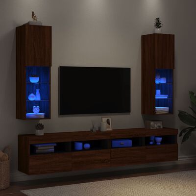 vidaXL TV ormarići s LED svjetlima 2 kom boja hrasta 30,5x30x102 cm