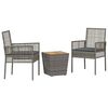 vidaXL Bistro set za vrt 3 kom. Siva poliratan