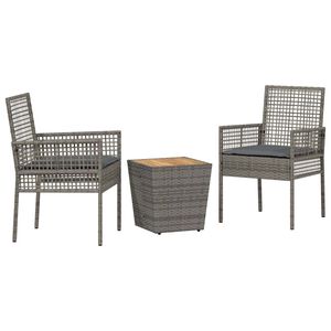 vidaXL Bistro set za vrt 3 kom. Siva poliratan