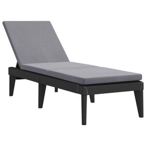 vidaXL Ležaljka za sunčanje s jastukom antracit 186 x 60 x 29 cm PP