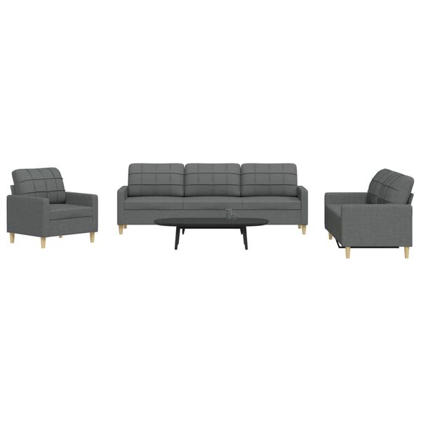 vidaXL 3-dijelni set sofa tamnosivi od tkanine