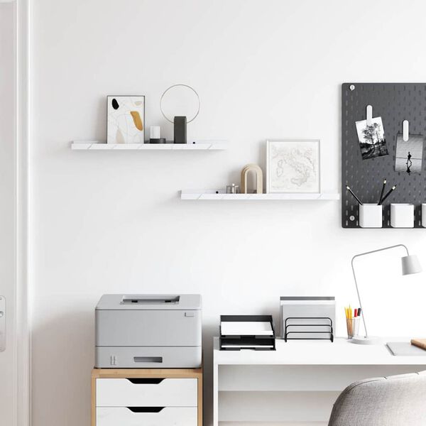 vidaXL Polica na zidu s policom 2 pcs Bijeli mramor 60 x 9 x 3 cm