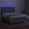 vidaXL Krevet box spring s madracem LED svjetlosivi 140x190 cm tkanina
