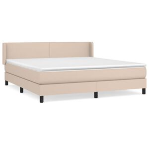 vidaXL Krevet box spring s madracem cappuccino 180x200 cm umjetna koža