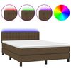 vidaXL Krevet box spring s madracem LED tamnosmeđi 140x200 cm tkanina