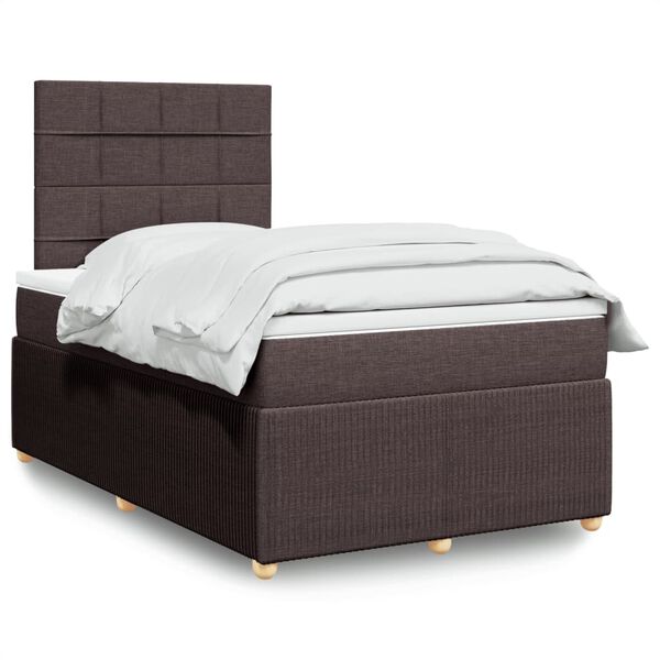 vidaXL Krevet box spring s madracem tamnosmeđi 120 x 190 cm od tkanine