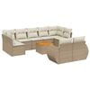 vidaXL 10-dijelni set vrtnih sofa s jastucima bež od poliratana