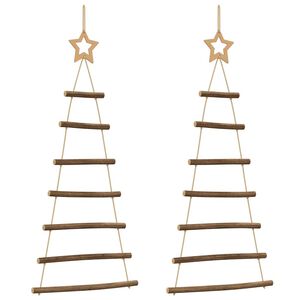 vidaXL Viseća božićna drvca s vrhom zvijezda 2 kom 42 x 90 cm prirodne grane