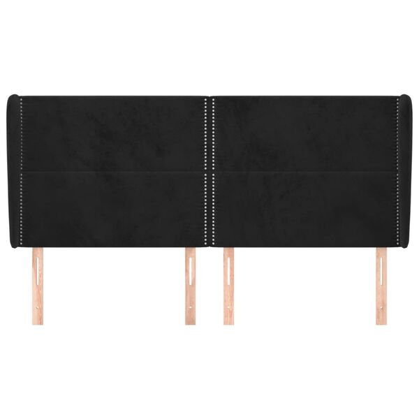 vidaXL Uzglavlje s u&scaron;ima crno 203x23x118/128 cm bar&scaron;unasto