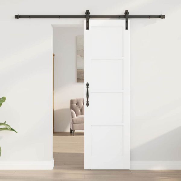 vidaXL Klizna vrata Bijela i crna 61 x 198,5 cm Čvrsto borovo drvo