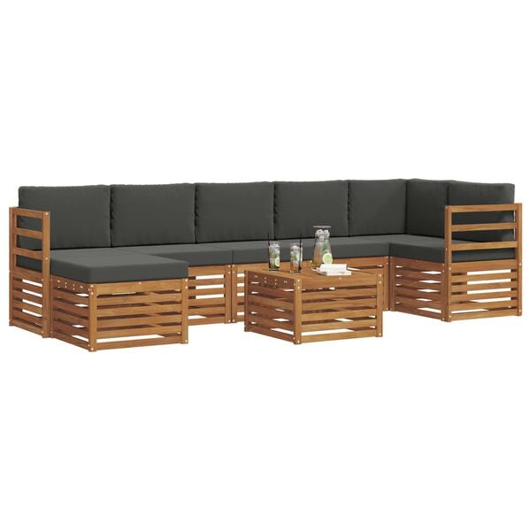 vidaXL Setovi sofa 8 pcs Prirodna i antracit Čvrsto drvo akacije