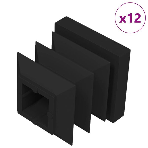 vidaXL Zavr&scaron;ne kapice 12 pcs Crna 15 x 15 x 15 mm PP