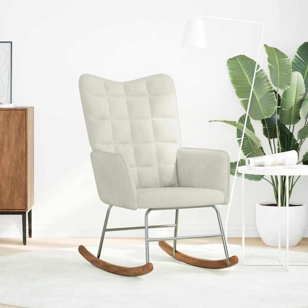 vidaXL Stolica za ljuljanje krem baršunasta