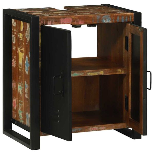 vidaXL Ormarić za sudoper s pohranom Smeđa Čvrsto drvo iz reciklaže