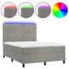 vidaXL Krevet box spring s madracem LED svjetlosivi 140x200 cm bar&scaron;un
